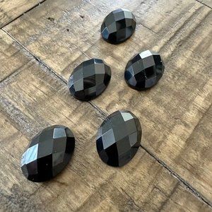 Faceted Oval Black Onyx Cabochon - 13x18x6mm
